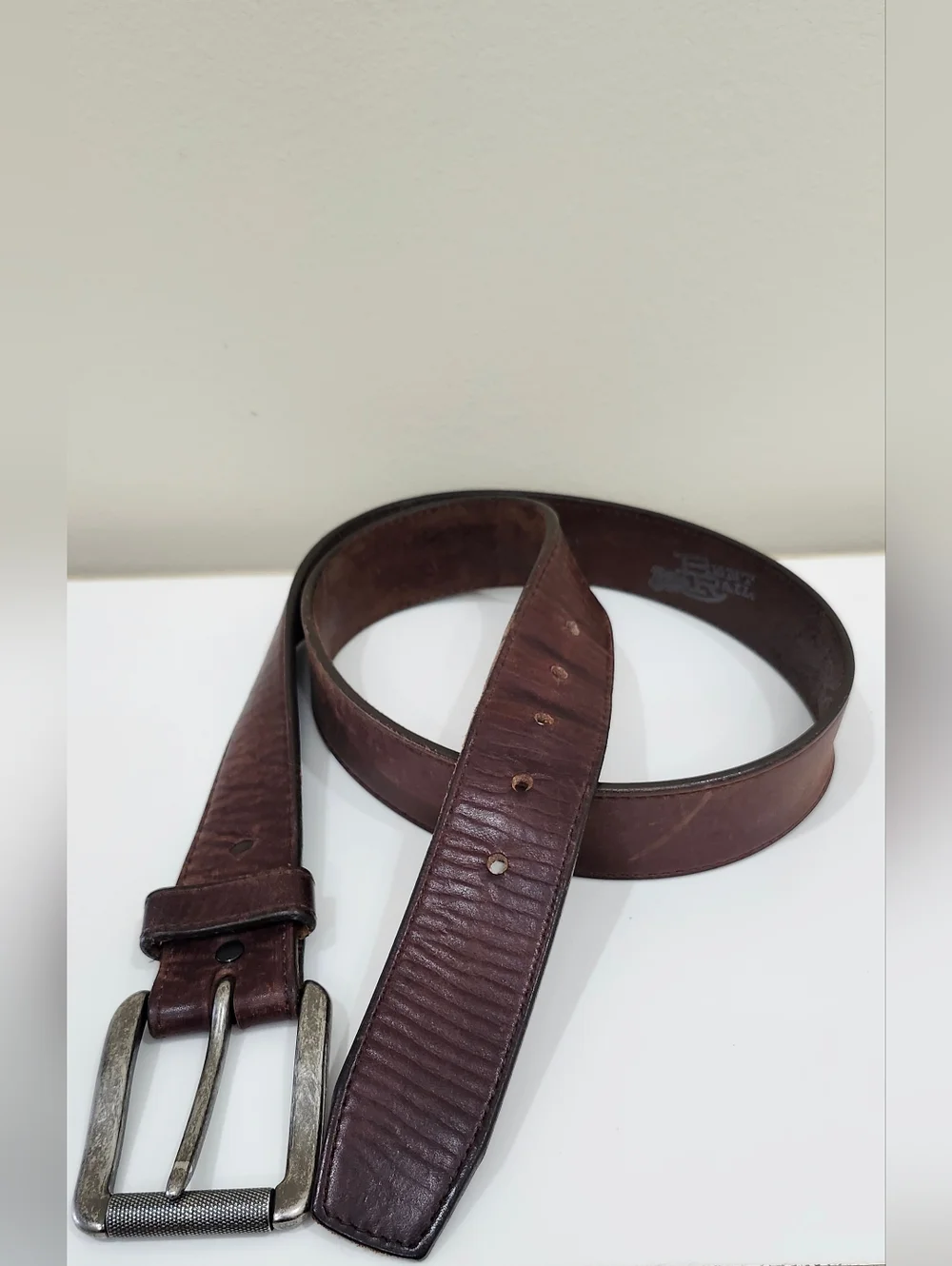 Justin Boots Bent Rail Leather Bomber Belt Brown Men's 38 1.5